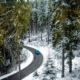 A snowy road in bansko Bulgaria