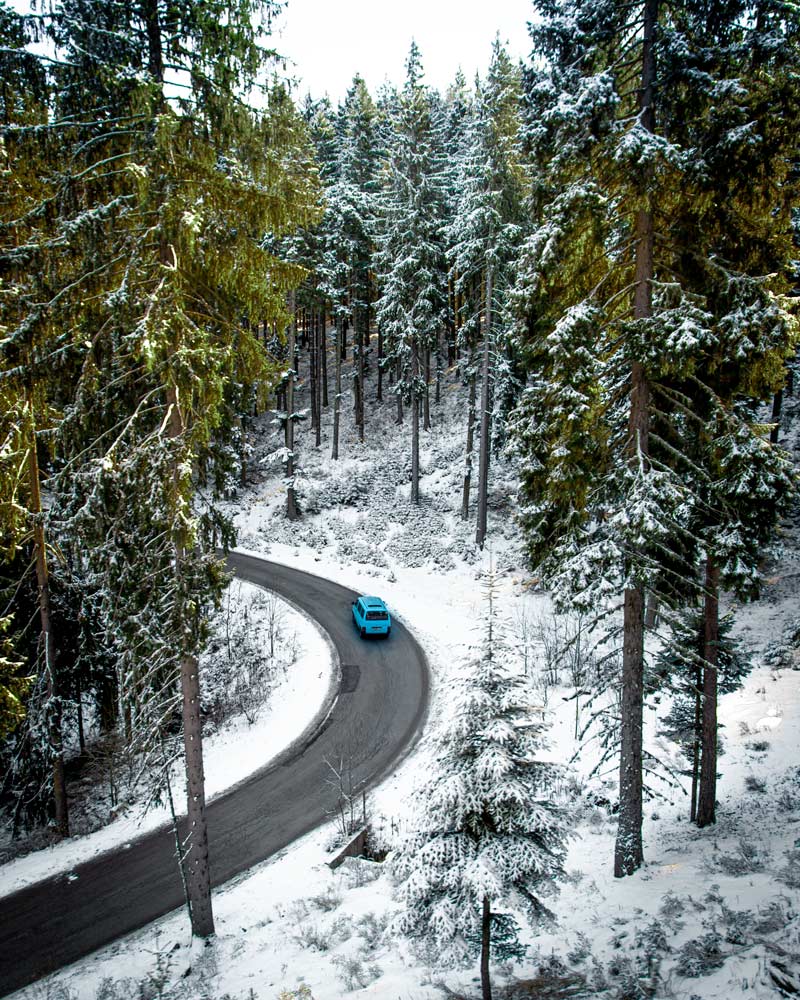 A snowy road in bansko Bulgaria