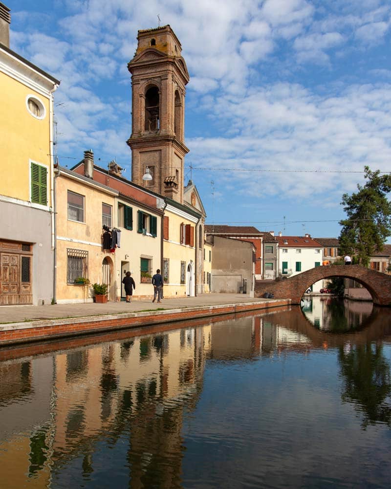 Comachio Canal reflections of a tower