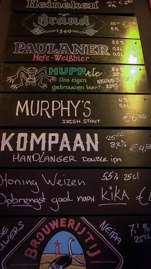 Beer menu in The Hague