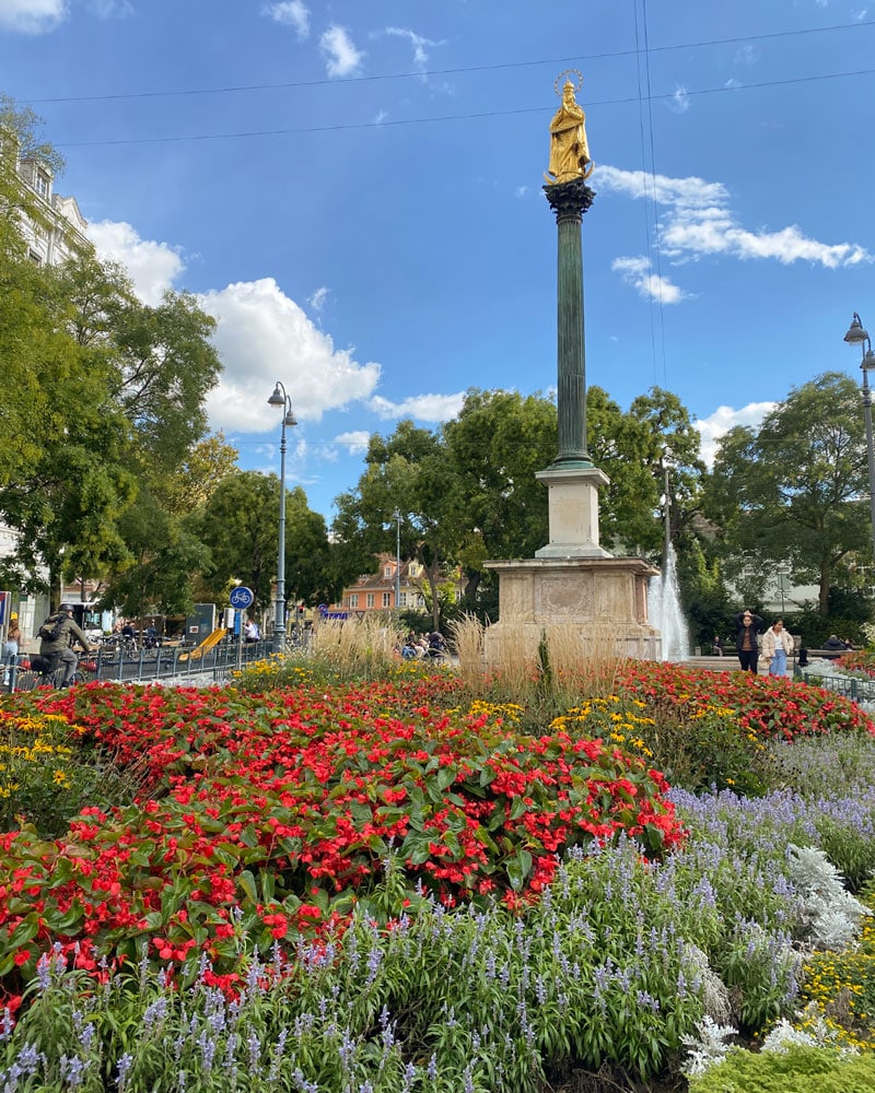 A leafy square in Graz