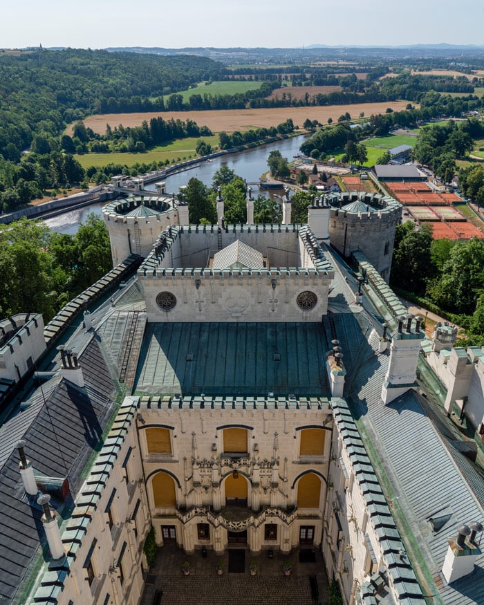 Views from the tower in the The State Chateau of Hluboká