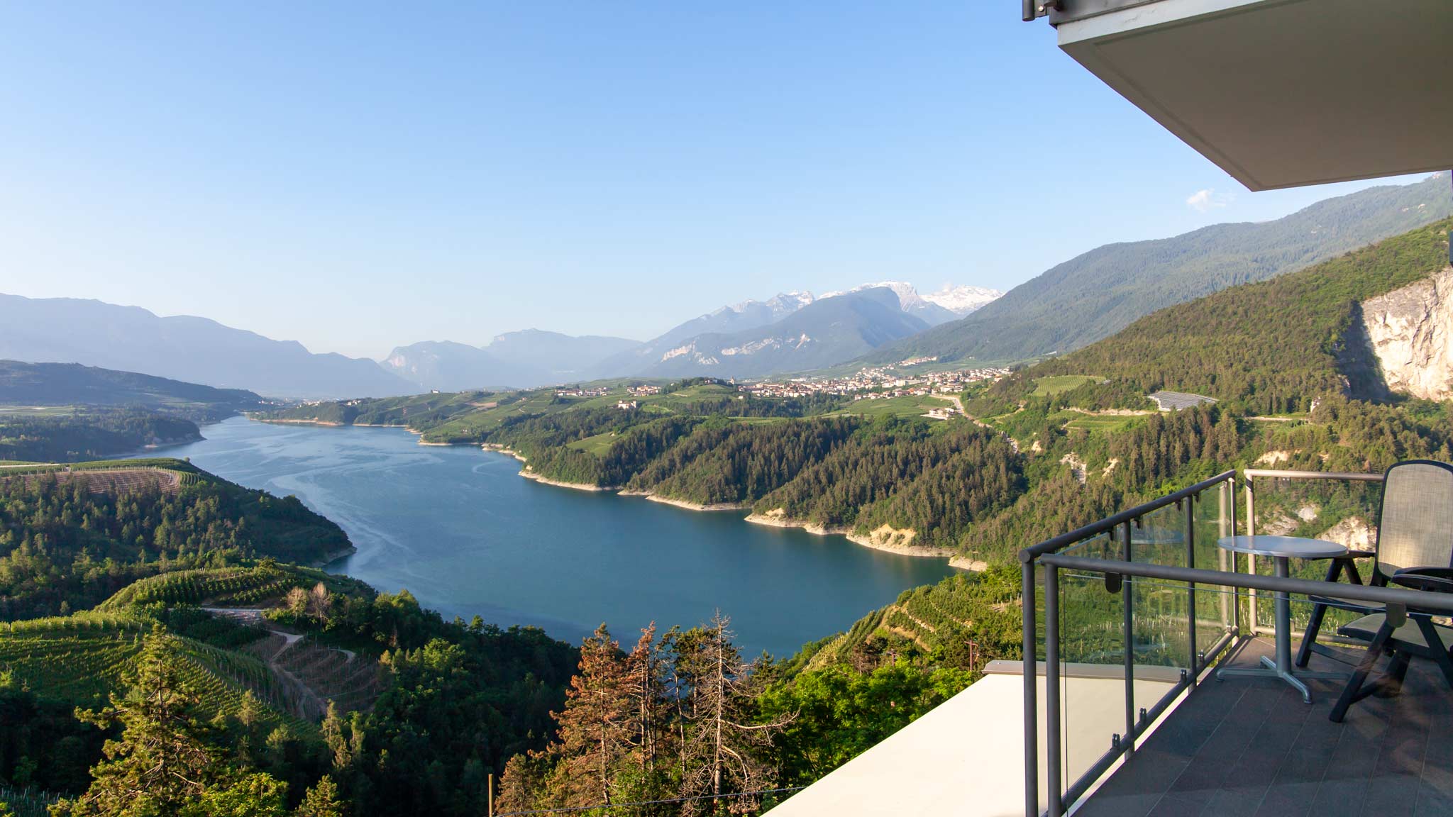 The incredible views from Hotel Vidris in Val Di Non overlooking the lake