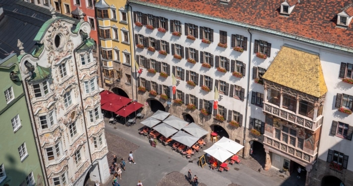 Innsbruck's Golden Roof dazzles alongside the summer beer serving terraces