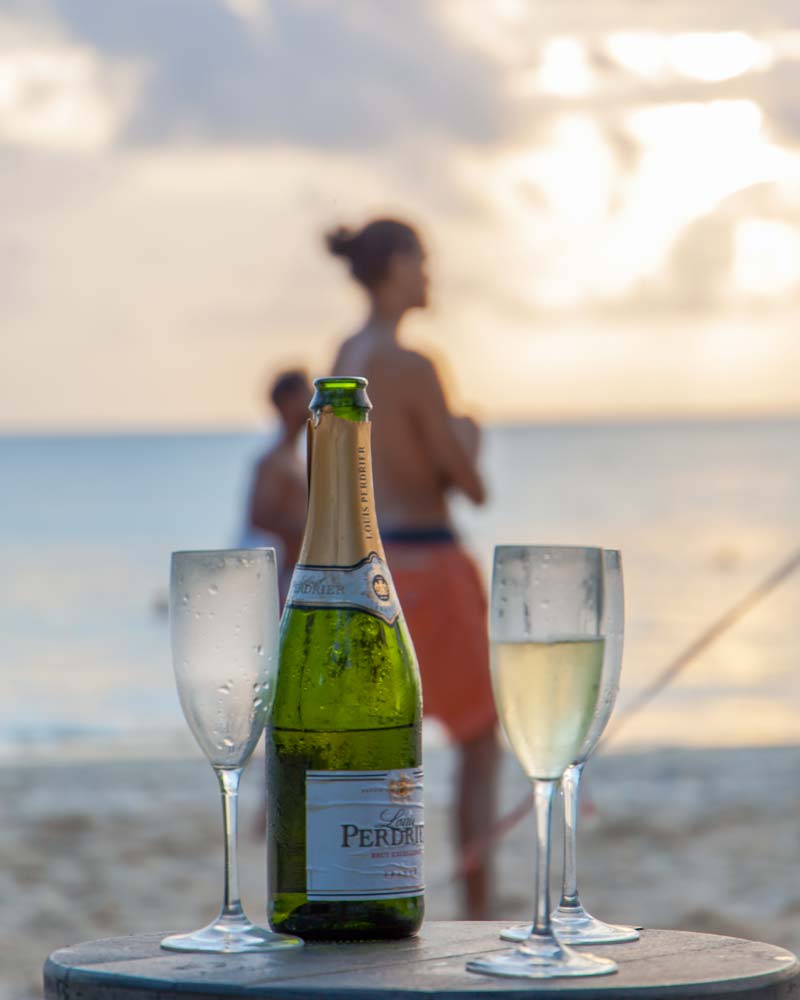 Beachside drinks in Mauritius