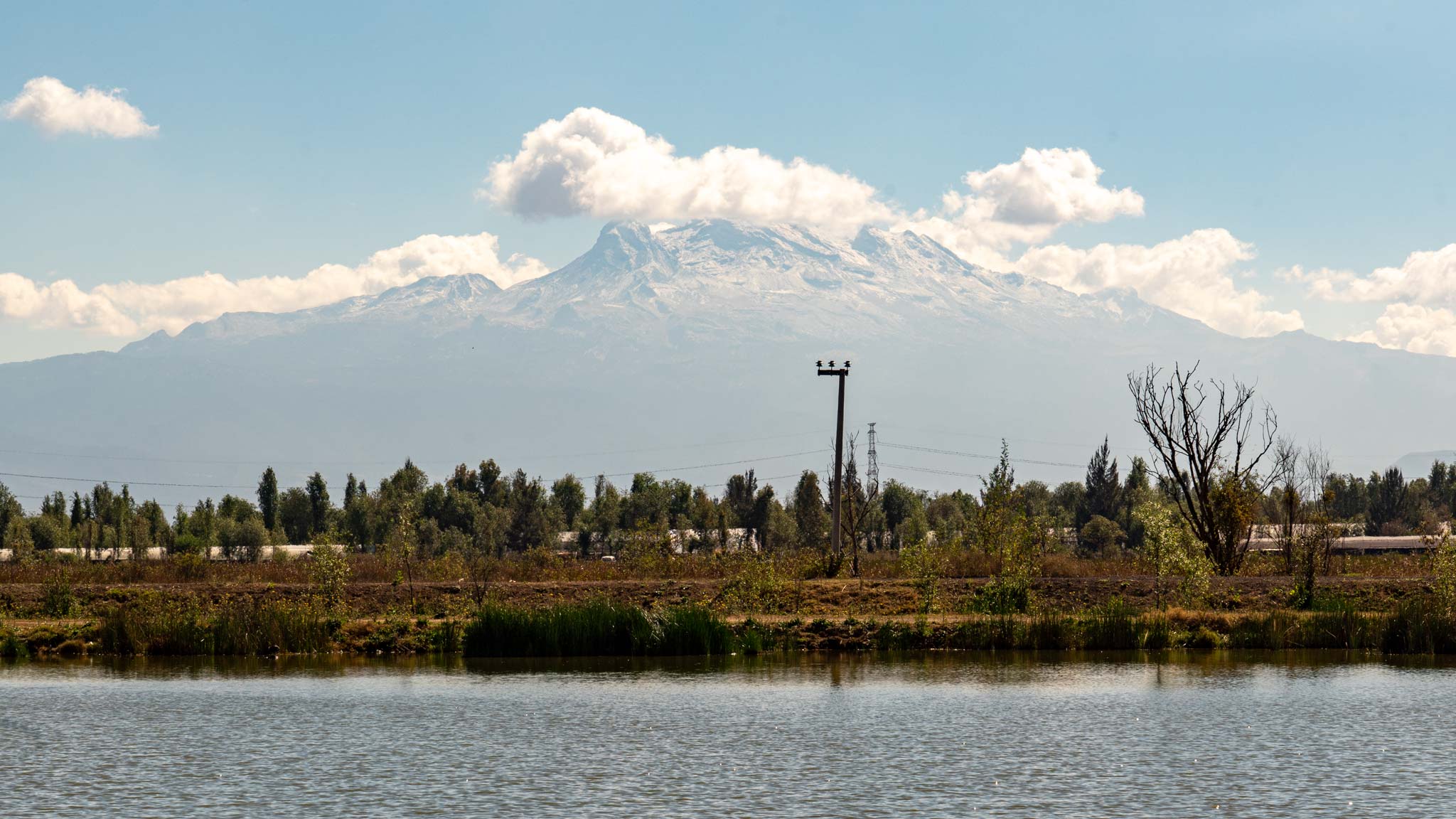 Mountains behind the ancient waterwayys