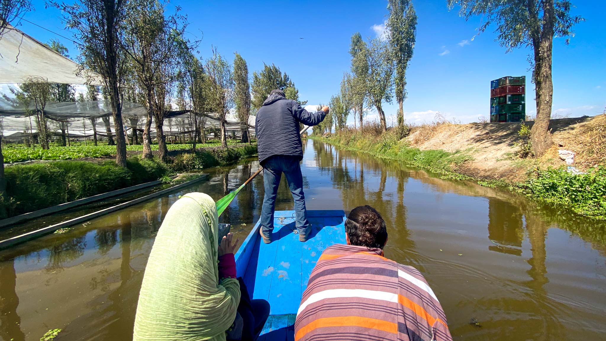 David, of Casa de la Chinampa, guides visitors through the ancient waterways