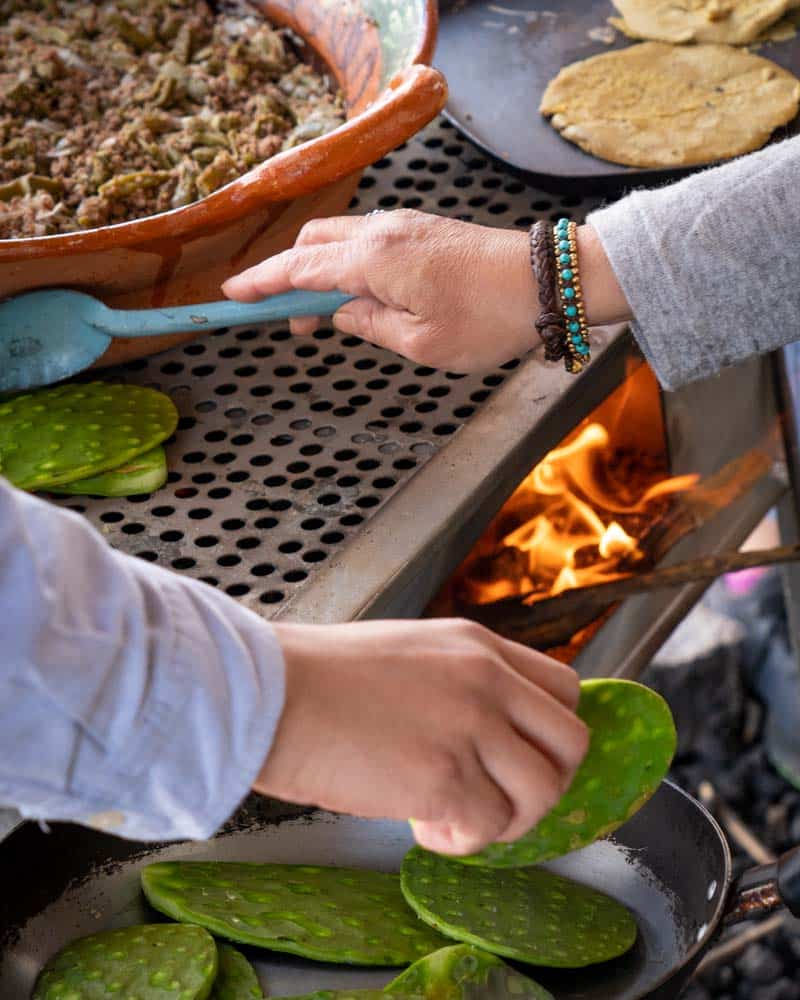 cooking the nopales in mexico city