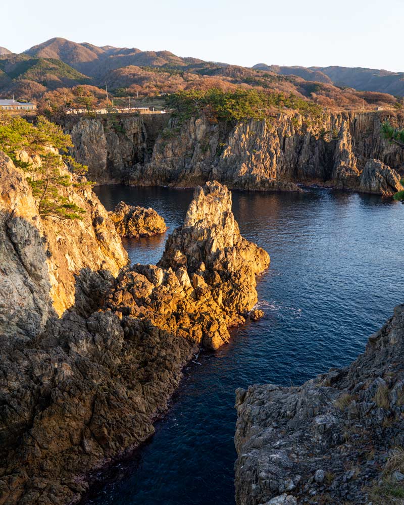 The rugged coastline of Sado Island