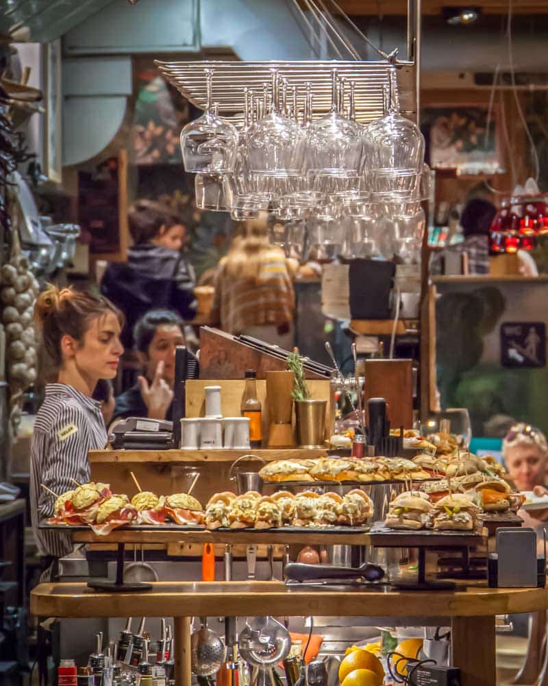 Pintxos on a bar in San Sebastian