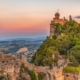 One of the San Marino towers at sunset