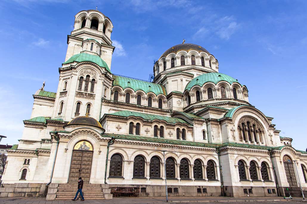 A huge church in the centre of Sofia, the capital of Bulgaria