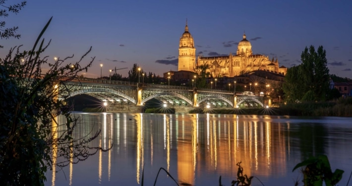 Salamanca as seen from the river at blue hour