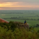 Green rice fields of Chau Doc as seen while perched on a rock