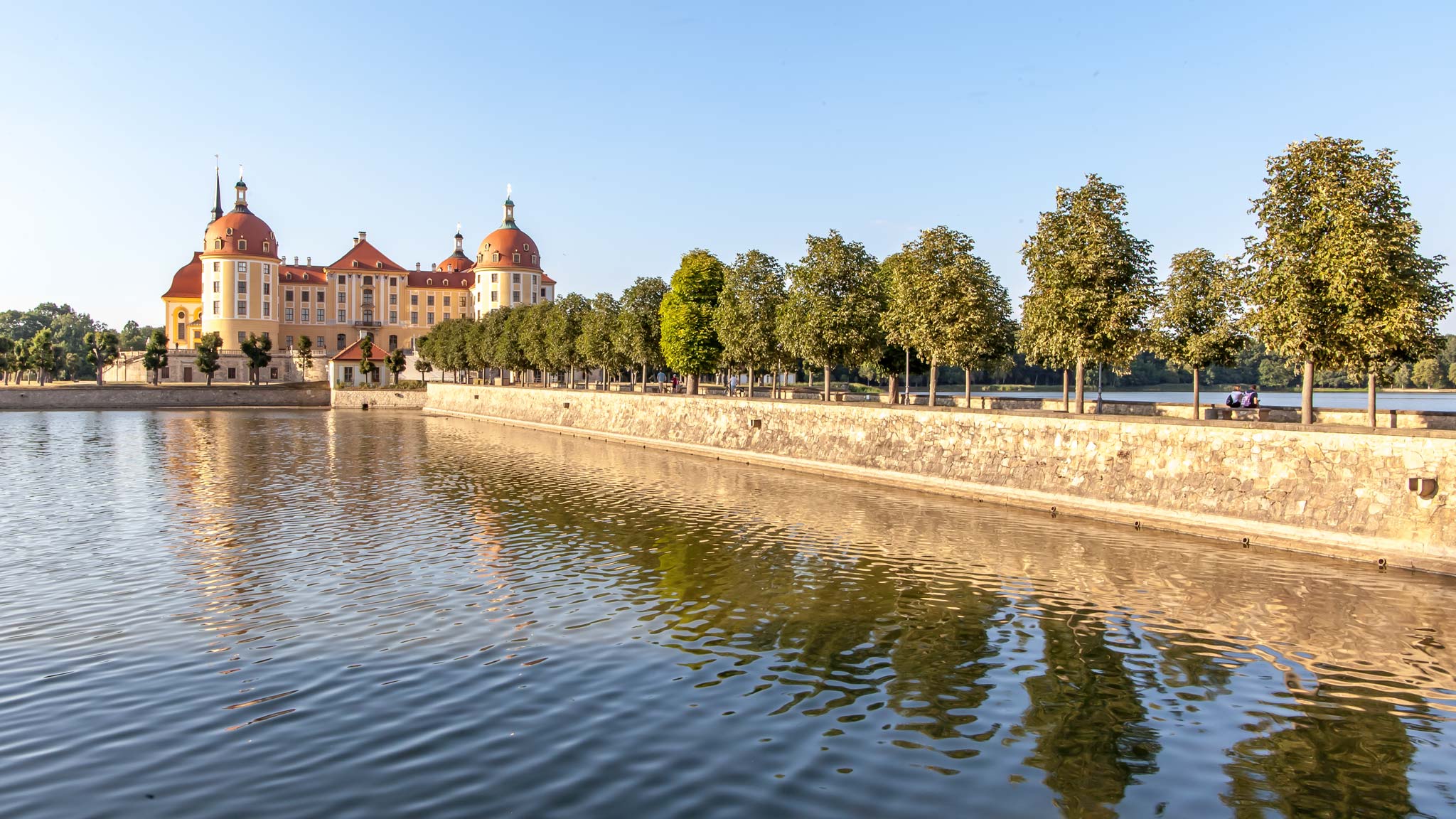 Reflections of Moritzburg Castle in Saxony, Germany